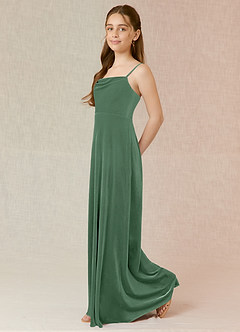 Azazie Solange Junior Eucalyptus A-Line Velvet Dress image3