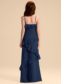 Azazie Evara Junior Robe Trapèze en Mousseline de soie Bleu Marine Foncé image2