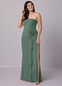Barbie ♥ Azazie Bridesmaid Dresses Eucalyptus Sheath Strapless Chiffon Convertible Dress image7