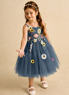 Azazie Osea vestidos de niña de las flores Vestido de Neptuno de Tul de Corte Princesa con Plisado image1