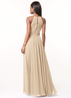 Azazie Cherish Robes de demoiselle d'honneur Robe Trapèze en Mousseline de soie Plissée Champagne image2