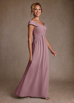 Azazie Myrtle Abiti per la Madre della Sposa Abito A-Line in Chiffon Plissettato Rosa Polverosa image3