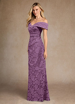 Azazie Canton Mother of the Bride Dresses Wisteria Mermaid Off the Shoulder Floral Burnout Dress image2