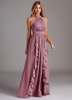 Azazie Avary Bridesmaid Dresses Vintage Mauve A-Line Pleated Chiffon Dress image5