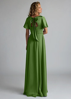 Azazie Kimber Bridesmaid Dresses Basil A-Line Ruched Stretch Satin Dress image8