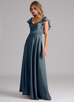 Azazie Leilani Bridesmaid Dresses Twilight A-Line Ruched Stretch Satin Dress image8