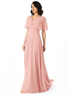 Azazie Pamela Bridesmaid Dresses Rosette A-Line V-Neck Pleated Chiffon Dress image3