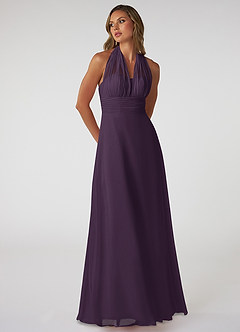 Azazie Fifi Bridesmaid Dresses Plum A-Line Strapless Chiffon Convertible Dress image6