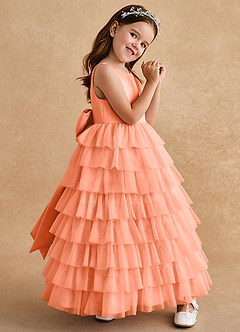 Azazie Twinkle Toes vestidos de niña de las flores Vestido de Atardecer de Tul de Corte En A con Lazo image3