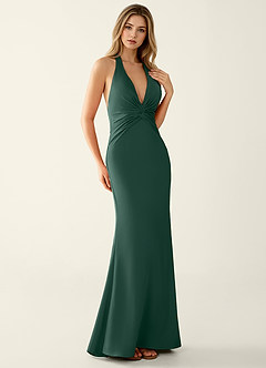 Clio Red Satin V-neck Mermaid Prom Dress image4