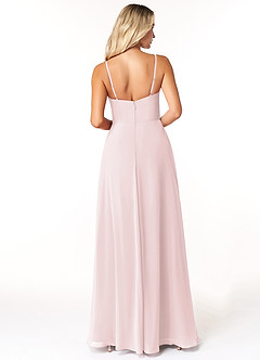 Azazie Moira Bridesmaid Dresses Blushing Pink A-Line Scoop Chiffon Dress image3