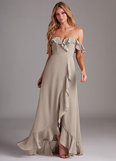 Azazie Lyra Bridesmaid Dresses Frost A-Line Chiffon Convertible Dress image4