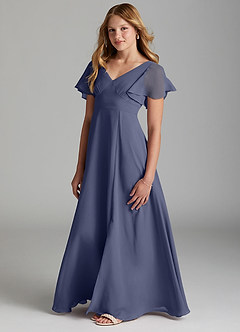 Azazie Kimber Junior Stormy A-Line Pleated Chiffon Dress image5