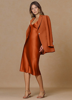 front Rowan Burnt Orange Refined Weave Performance blazer