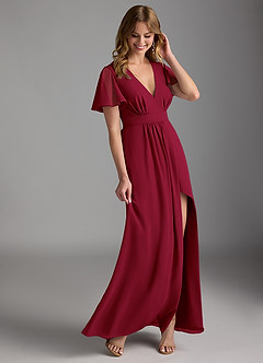 Azazie Zaniah Bridesmaid Dresses Burgundy A-Line Chiffon Dress image6