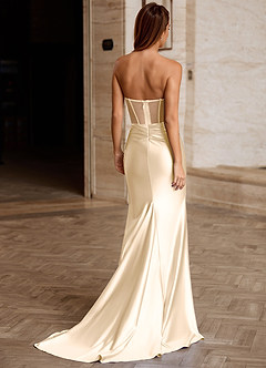 Luxen Champagne Cowl Neck Prom Dress image7