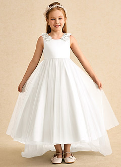 Azazie Lorita Flower Girl Dresses Ivory A-Line Beaded Tulle Dress image2