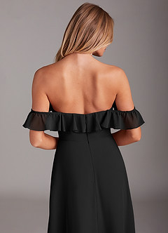 Azazie Lyra Bridesmaid Dresses Black A-Line Chiffon Convertible Dress image8