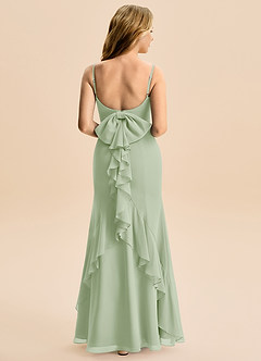 Azazie Lioren Junior Robe Sirène en Mousseline de soie Arc Vert Sauge image3