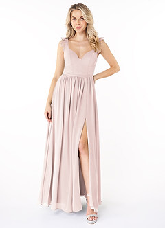 Azazie Stassie Bridesmaid Dresses Rose Petal A-Line Sweetheart Ruched Chiffon Dress image1