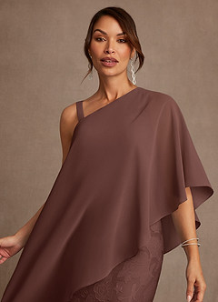 Azazie Wilma Mother of the Bride Dresses Espresso Sheath One Shoulder Floral Burnout Dress image5