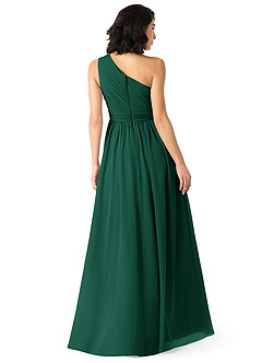 Azazie Mathilda Bridesmaid Dresses Emerald A-Line One Shoulder Chiffon Dress image4