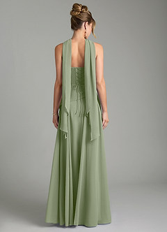 Azazie Gabriela Bridesmaid Dresses Pistachio A-Line Corset Chiffon Dress image2