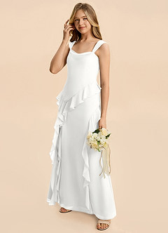 Azazie Sloane Junior White A-Line Sweetheart Neckline Chiffon Dress image4