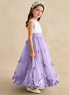 Azazie Vi Blumenmädchenkleider A-Linie ärmellos Tüll Kleid Flieder image7