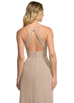 Azazie Davis Jurken voor bruidsmeisjes Jurk van Chiffon met A-Lijn V-hals Taupe image6