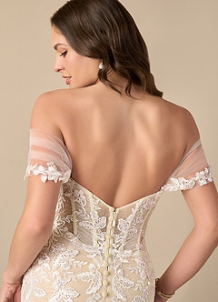 Azazie Leilani Wedding Dresses Diamond White Champagne Mermaid Sequins Tulle Dress image5