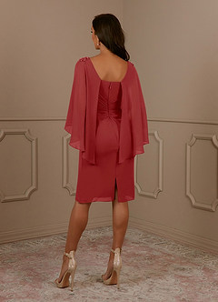 Azazie Mirra Mother of the Bride Dresses Rust Sheath Scoop Pleated Chiffon Dress image3