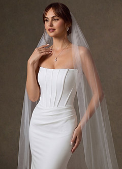front Minimalist Raw-Edge Cathedral Bridal Veil
