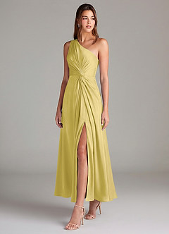 Azazie Brooke Suknie dla druhen Linia A Jedno ramię Satyna elastyczna Długość kostki Sukienka image3