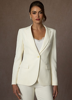 front Charlotte Marfim Blazer de trama refinada