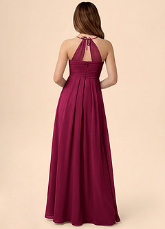 Azazie Ginny Junior Burgundy A-Line Pleated Chiffon Dress image3