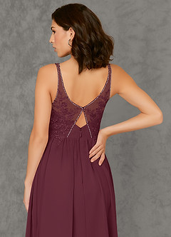 Azazie Amy Bridesmaid Dresses A-Line Lace Chiffon Floor-Length Dress image5