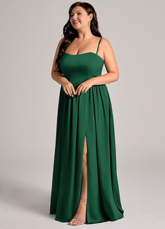Azazie Calianna Bridesmaid Dresses Dark Green A-Line Off the Shoulder Stretch Satin Convertible Dress image10