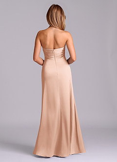 Azazie Sabrine Final Sale Rose Gold A-Line Sweetheart Neckline Stretch Satin Dress image2