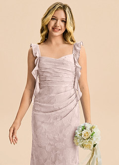 Azazie Jessamine Junior Blushing Pink Mermaid Sweetheart Neckline Floral Burnout Dress image6