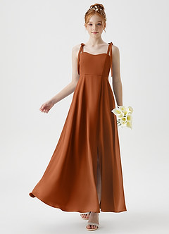 Azazie Rosey Junior Copper A-Line Sweetheart Neckline Stretch Satin Dress image1