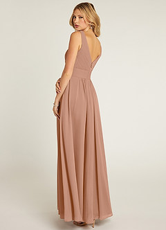 Azazie Pierrette Bridesmaid Dresses Champagne Rose A-Line Pleated Chiffon Dress image4