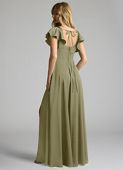 Azazie Bondi 신부 들러리 드레스 A라인 절하다 스트레치 새틴 바닥 길이 드레스 image3