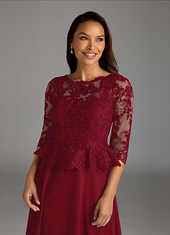 Azazie Averie Mother of the Bride Dresses Burgundy A-Line Boatneck Sequins Chiffon Dress image2