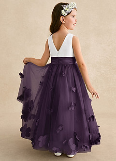 Azazie Vi Flower Girl Dresses Plum A-Line Sleeveless Tulle Dress image1