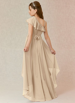 Azazie Mango Junior Champagne A-Line Ruched Chiffon Dress image1