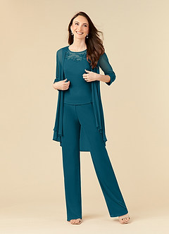 Azazie Frances Mother of the Bride Dresses Ink Blue Jumpsuit/Pantsuit Scoop Mesh Dress image1