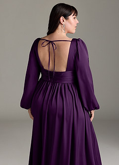 Azazie Norah Bridesmaid Dresses Grape A-Line Stretch Satin Dress image13