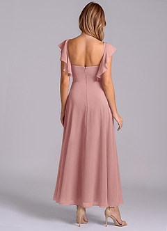 Azazie Leilani 신부 들러리 드레스 A라인 셔링 쉬폰 발목 길이 드레스 image2