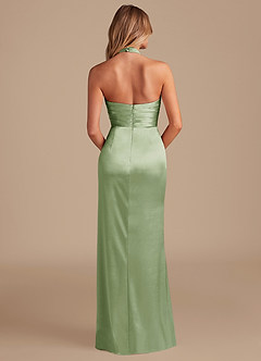 Azazie Jemma Bridesmaid Dresses Dusty Sage Sheath Pleated Metallic Satin Dress image7